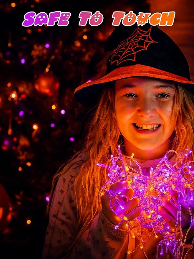 2-Pack 200 LED Halloween Twinkle Lights, 66ft Waterproof for Patio
