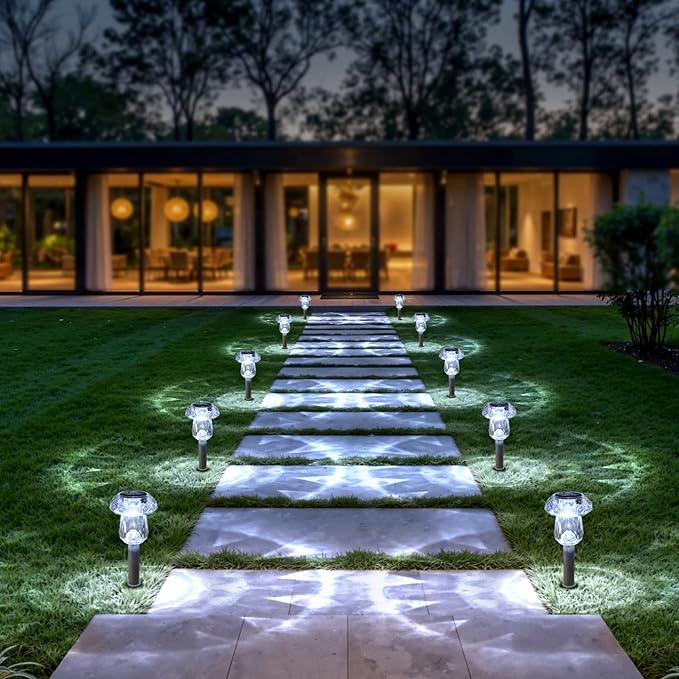 Solar Yard Path Lights 8-Pack, Waterproof