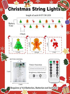 10ft Christmas LED String Lights, Waterproof Timer Lights