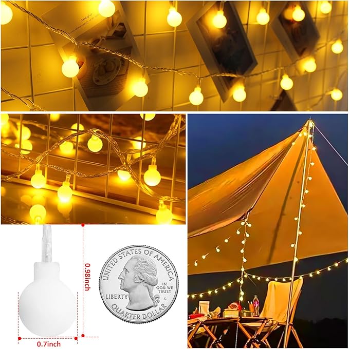 Christmas String Lights, 52ft 120 LED Waterproof Twinkle Lights