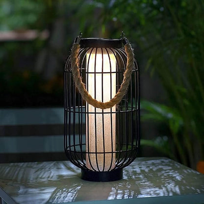 Large Outdoor Solar Lanterns Hanging Light Waterproof LED Garden Lights solar powered Retro Metal Auto On Off Table Lamp for Garden Patio Porch Lawn Pathway Walkway Tabletop Decorative(Black)