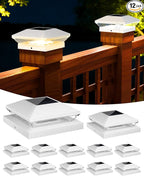 Solar Fence Post Caps 12-Pack, Deck LED