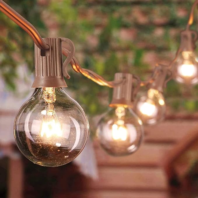 Outdoor String Lights, 50ft Brown Waterproof LED