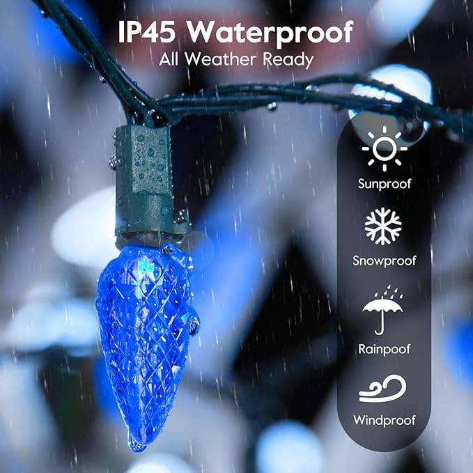 2-Pack 6 LED Christmas Twinkle Lights, 20ft Waterproof for Patio
