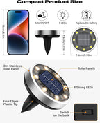 24-Pack Solar Ground Disk Lights, Warm White Waterproof LED