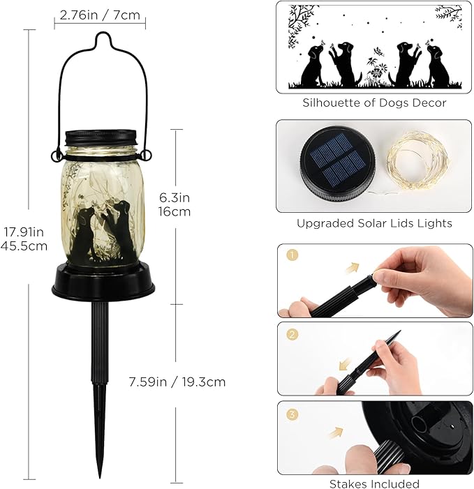 Dog Lover Gifts for Mother,Grandma,Women Who has Everything ,Solar Lanterns Outdoor Garden Gift, Dog Lantern for Mothers Day ,Christmas, Thanksgiving Day, Birthday