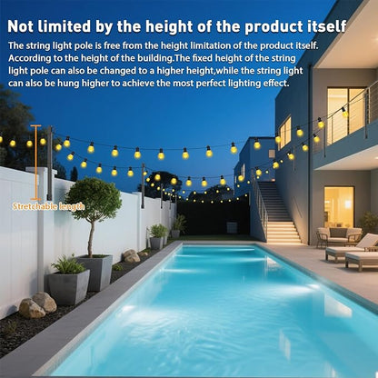 AILBTON 10 Pack 2.8Ft String Light Poles,Light Poles for Outside String Lights,Outdoor Light Poles with Fence Bracket,Metal Pole Stand for Patio,Backyard,Deck