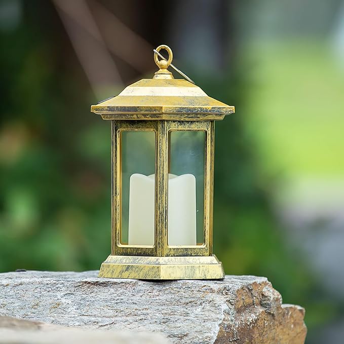 Rustic Courtyard Solar Lanterns for Garden, Waterproof LED