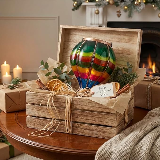 TERESA'S Collections Valentines Day Outdoor Decorations Hot Air Balloon Solar Lantern ,Hanging Flickering Flame Outdoor Lights for Garden Trees Yard, Colorful Lamp Decor for Mom Lovers