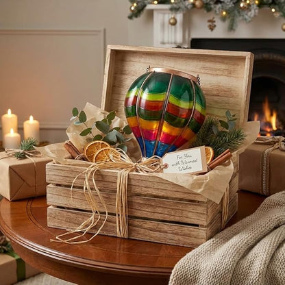TERESA'S Collections Valentines Day Outdoor Decorations Hot Air Balloon Solar Lantern ,Hanging Flickering Flame Outdoor Lights for Garden Trees Yard, Colorful Lamp Decor for Mom Lovers
