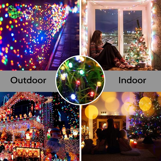 Joomer Battery Christmas Lights, 33ft 100LED Fairy Lights Battery Operated Timer 8 Modes Waterproof for Outdoor Home Garden Party Holiday Christmas Trees Decoration (Multicolor)