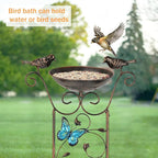 40" Metal Bird Bath, Vintage Outdoor Birdfeeder