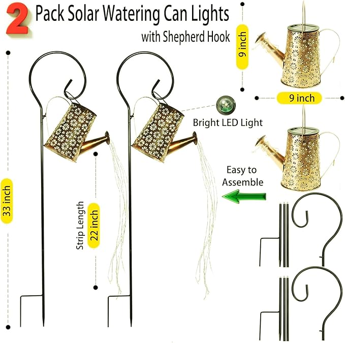 2-Pack Solar Path Lights, Outdoor Yard LED