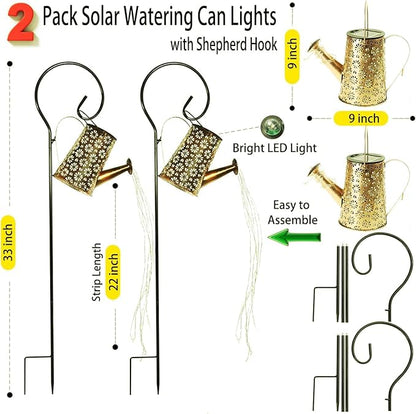 2 Pack Solar Watering Can with Lights,Solar Outdoor Garden Decor Waterproof Hanging Lantern Landscape Lights Outside Decorations for Yard Lawn Patio Gardening Gifts.