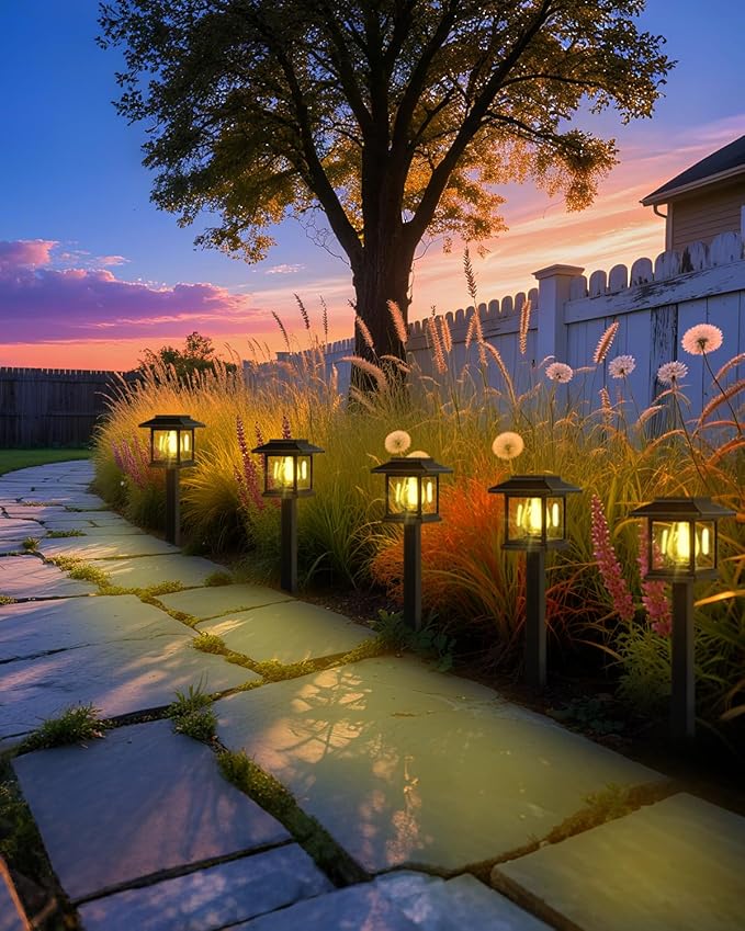 12-Pack Solar Pathway Lights, Waterproof LED Walkway Lights