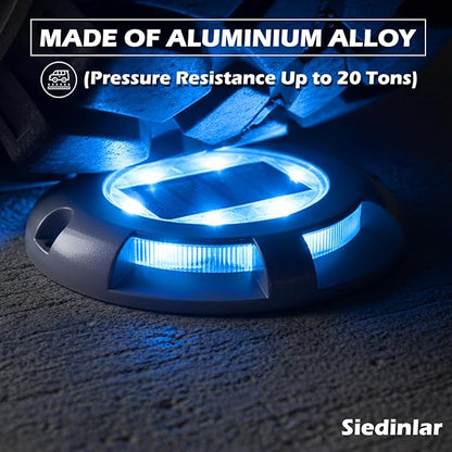 SIEDiNLAR Solar Deck Lights Driveway Dock Light LED Solar Powered Outdoor Waterproof Road Markers for Garden Step Sidewalk Stair Ground Pathway Yard 12 Pack (Blue)
