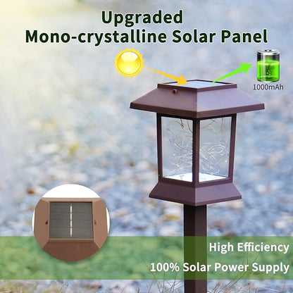 6Pack Solar Pathway Lights Outdoor Waterproof IP65, Solar Lights Outdoor with Hook, Upgraded 1000mAH Battery, Up to 12Hrs, Auto On/Off, Garden Decor for Yard, Driveway, Walkway (LED)