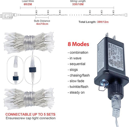 Christmas Fairy Lights, 33ft 100 LED Battery Twinkle Lights