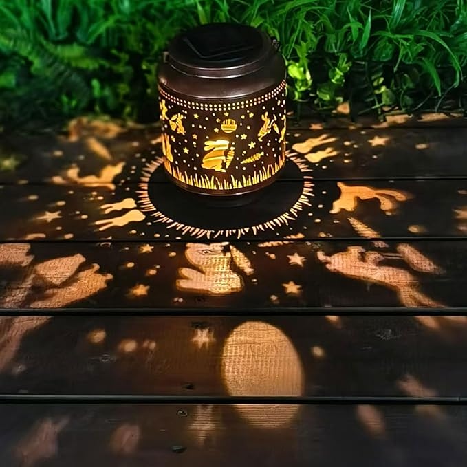 Metal Rabbit Solar Lanterns for Yard, Waterproof LED