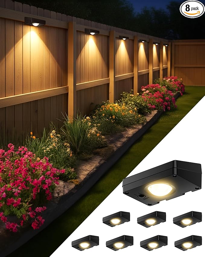 Sleek Solar Patio Lights 8-Pack, LED