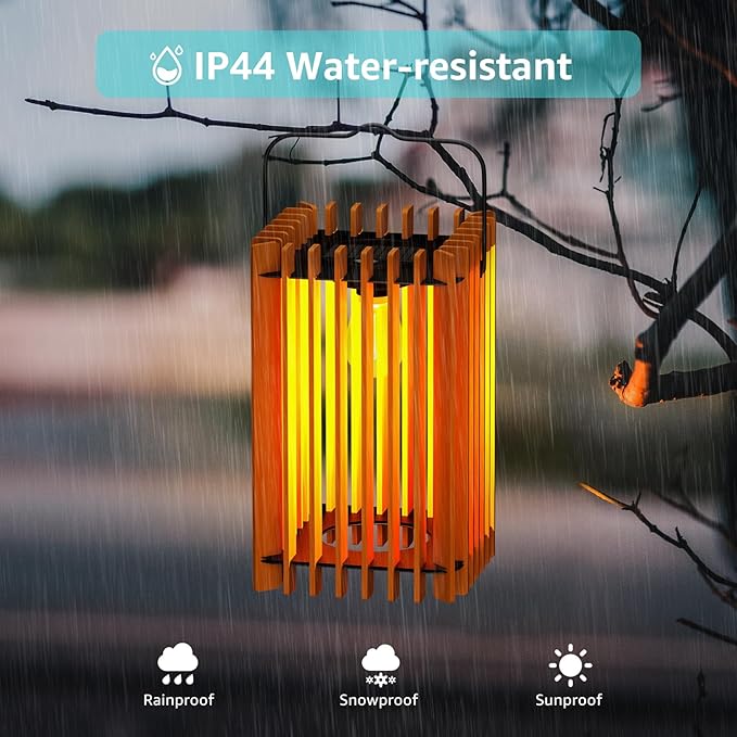 2 Pack 13" Solar Lantern Outdoor Waterproof IP44 Outside Lights LED Hanging Rattan Lamp for Patio Garden Decor Porch Yard Table Top Decorative