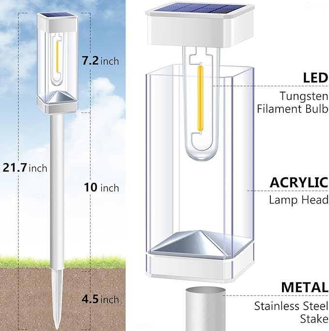 White Solar Pathway Lights 8-Pack, Driveway LED