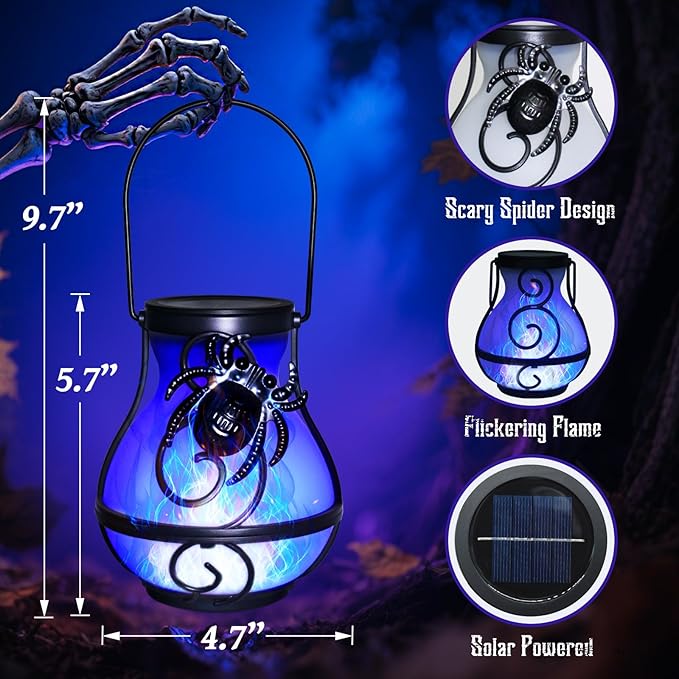 2-Pack Spider Solar Lanterns, Waterproof LED Backyard Lights