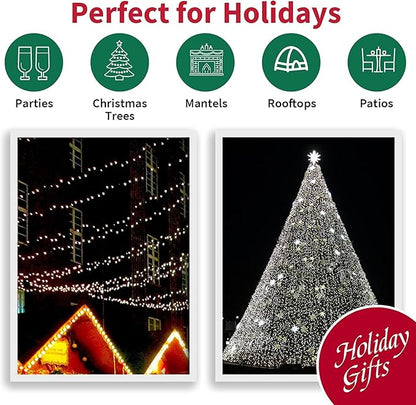 6-Pack 50 LED Christmas Twinkle Lights, Waterproof for Yard
