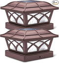 2-Pack Warm White Solar Fence Post Lights, Outdoor LED Caps
