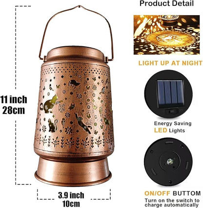 Cat Solar Lanterns Outdoor Waterproof, Garden Decor Metal High Brightness LED Light, Watering Can Lights, Solar Hanging Lantern for Garden,Yard,Patio,Lawn (Cat)
