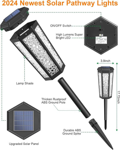 Colored Solar Powered Pathway Landscape Lights Outdoor Warm White & RGB Dusk to Dawn Waterproof for Garden Sideway Outside, Patio, Path, Yard, Walkway, Driveway, 2 Modes 6 Pack Accent Modern Design
