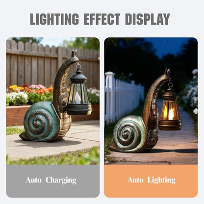 Solar Garden Snail Statue,Garden and Home Decor,Valentines Day Decorations for Patio Yard LawnOrnaments,Unique Housewarming Gifts for Birthday Easter