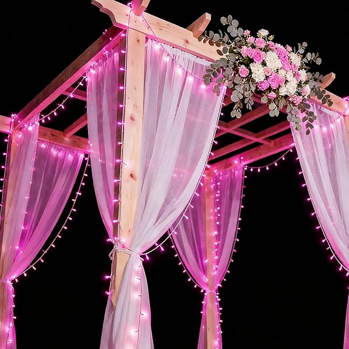 LAMPHOME Pink Christmas String Lights, 100 Count 20Ft Incandescent Mini Valentine's Lights, Waterproof Pink Lights for Indoor Valentine's Day Garland Wedding Party Xmas Tree Galentine's Day Decoration