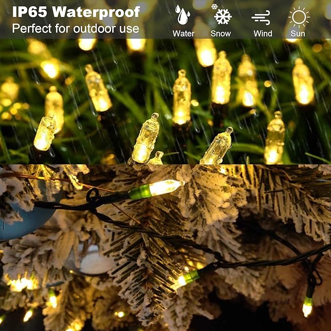 50 LED Christmas Twinkle Lights, 18ft Waterproof for Backyard