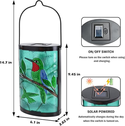 Afirst Hanging Solar Lantern Outdoor Bird Glass Lights Waterproof LED Lamp for Garden Yard Tree Desk Decor
