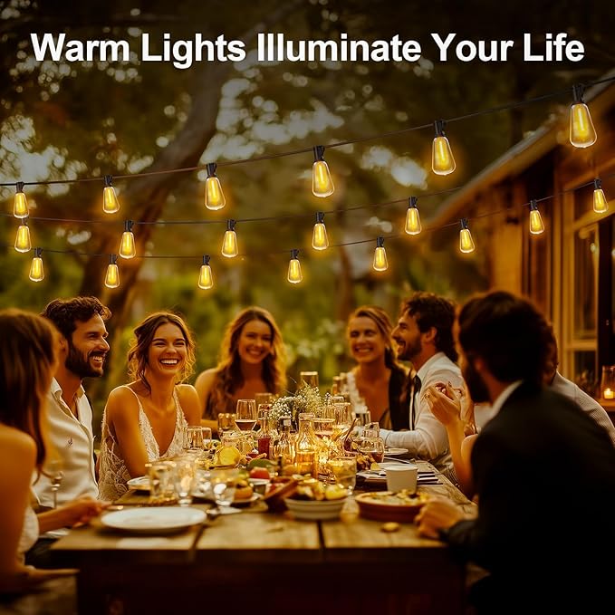 65ft String Lights for Porch, Waterproof LED