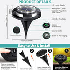 8-Pack Solar Ground Disk Lights, Cold White Waterproof LED