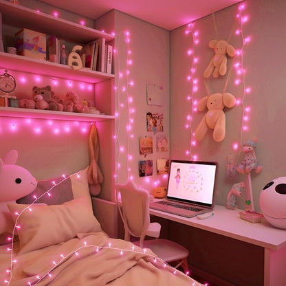 String Lights Outdoor Waterproof 9.8ft 30 LED, Pink Fairy Lights Battery Operated with Timer Clear Wire for Indoor & Outdoor Christmas Valentine's Day Decorations Garland Party Garden