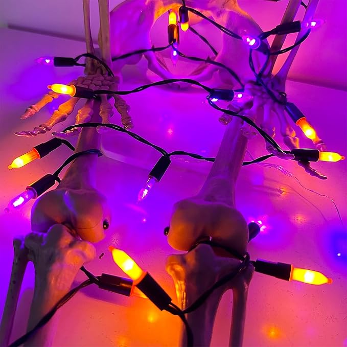 2-Pack 16ft Halloween LED String Lights, Waterproof Timer Lights