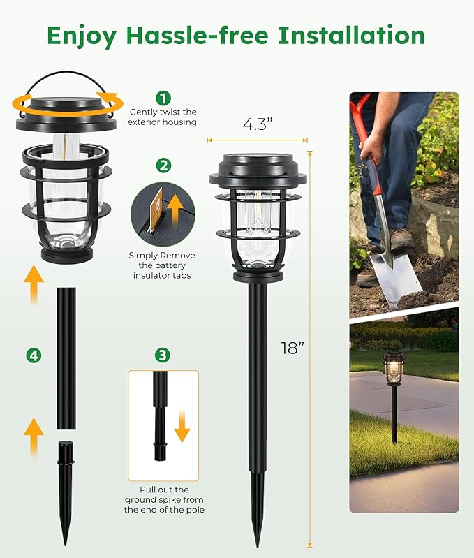 8-Pack IP65 Solar Landscape Lights for Yard