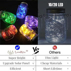 10-Pack Solar Mason Jar Lid Lights, 30 LED Garden Fairy