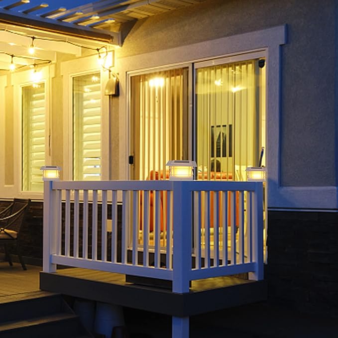 6-Pack Solar Post Cap Lights, Warm White Waterproof