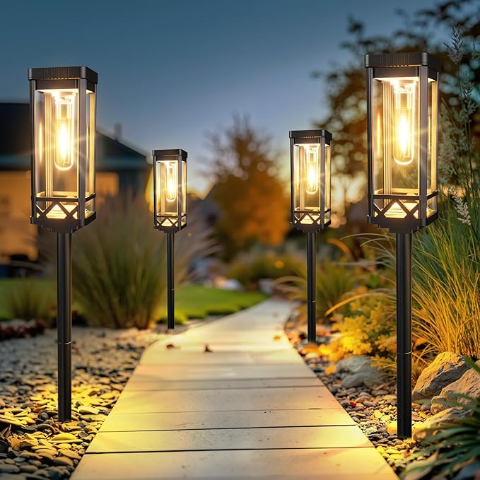 8-Pack Solar Path Lights, Outdoor Walkway LED