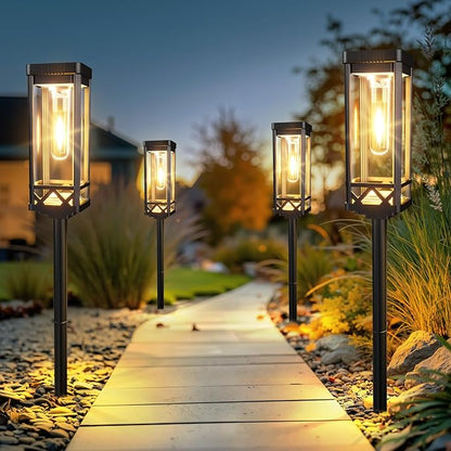 KOOPER Taller Solar Pathway Lights Outdoor, 2 Pack Upgraded Brighter Solar Garden Lights Solar Powered, Up To 15 Hours Outdoor Solar Lights for Yard Landscape Lighting Path Walkway Driveway Sidewalk