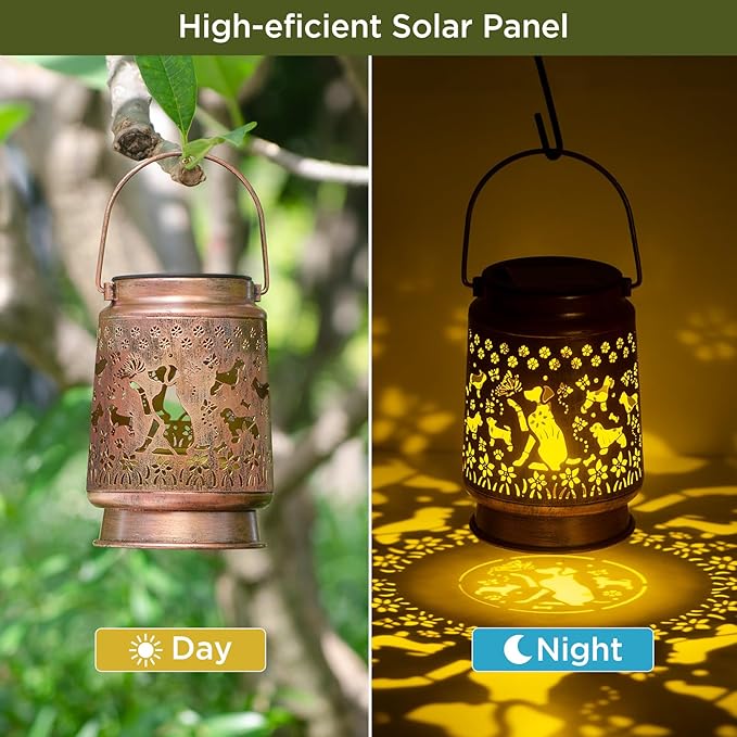 Solar Dog Lanterns, Backyard Hanging LED Decor