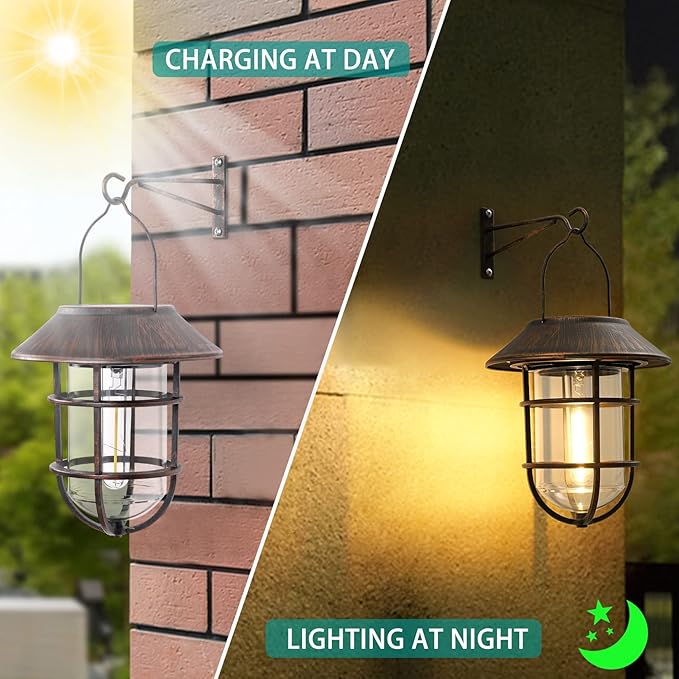 Solar Backyard Lanterns 2-Pack, Backyard Hanging LED Decor