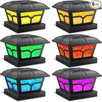 Warm White Solar Fence Post Caps 6-Pack, Patio LED