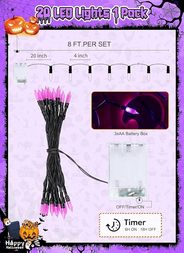 Christmas Fairy Lights, 8ft 20 LED Battery Twinkle Lights