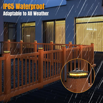 4x4 Solar Post Cap Lights Outdoor [12 Pack Waterproof IP65], 3 Lighting Modes for Fence Deck Patio Garden Decor, Dusk-to-Dawn Solar Powered Post Lights Fit 4x4 Wood/Vinyl