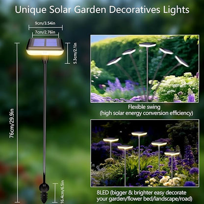 Solar Pathway Light Solar Lights Outdoor Garden Solar Landscape Lights 34LM Bright Up to 12H IP65 Waterproof Auto On/Off for Walkway Outside Yard Path Patio Lawn Flower Decorations (8, Warm white)